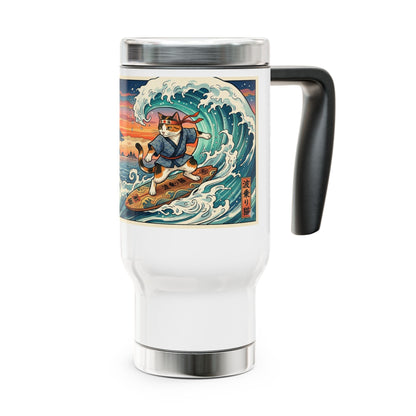 NekoPunch Original | 14oz Sunset & wave Mt. Fuji Surf Stainless Steel Travel Mug