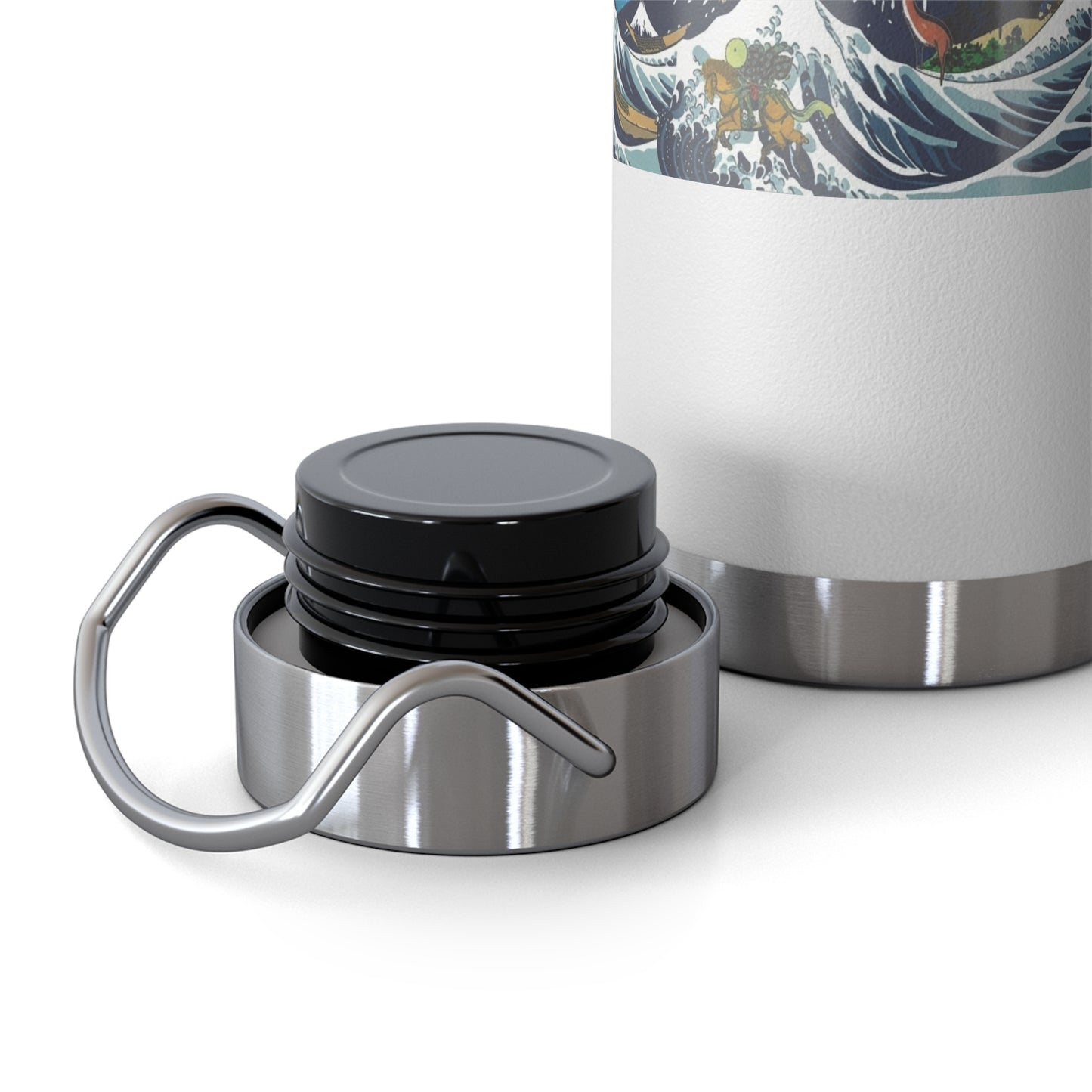 NekoPunch Original | 22oz Retro Japanese Wave & Beach Insulated Water Bottle - Samurai