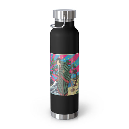 NekoPunch Original | 22oz Retro Japanese Wave & Beach Insulated Water Bottle - Samurai