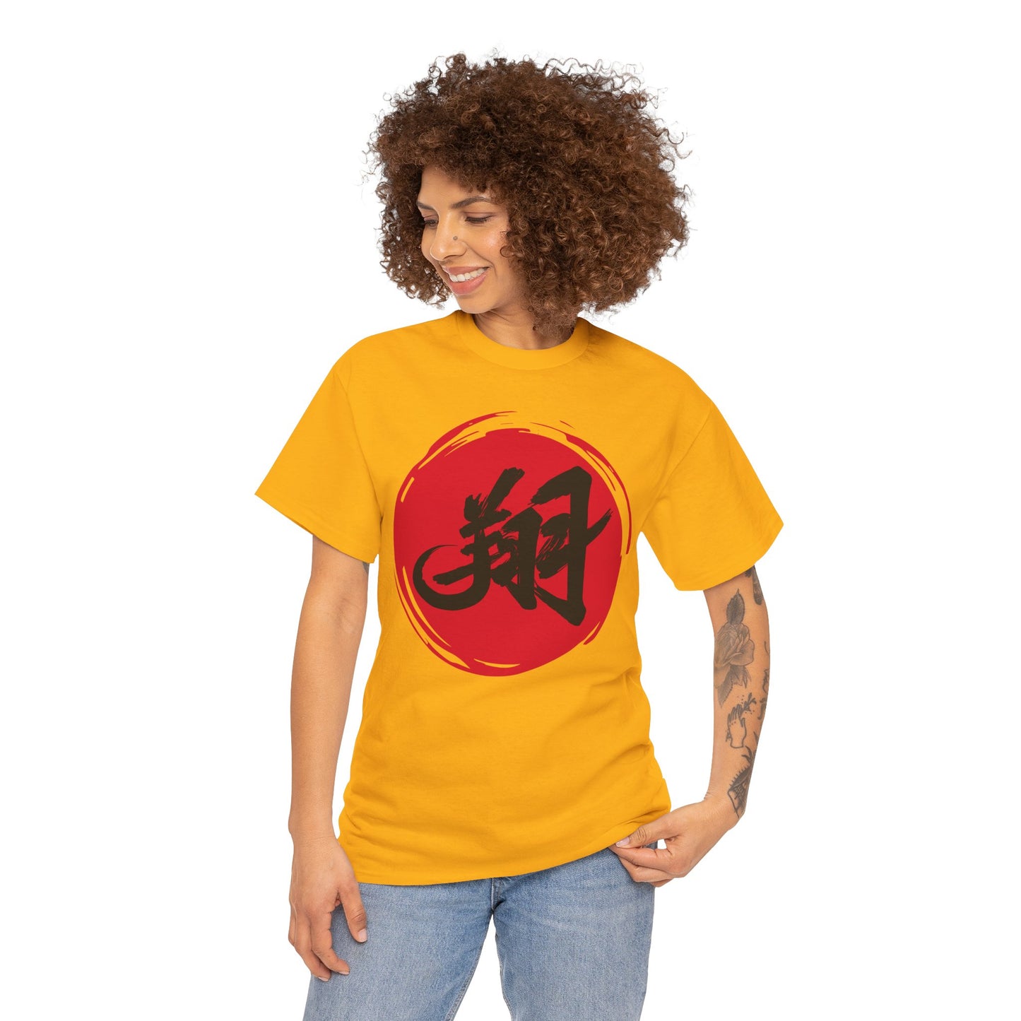NekoPunch Original T-Shirt – “To Fly Across the Sky” (翔) Japanese Calligraphy | Unisex Heavy Cotton Tee