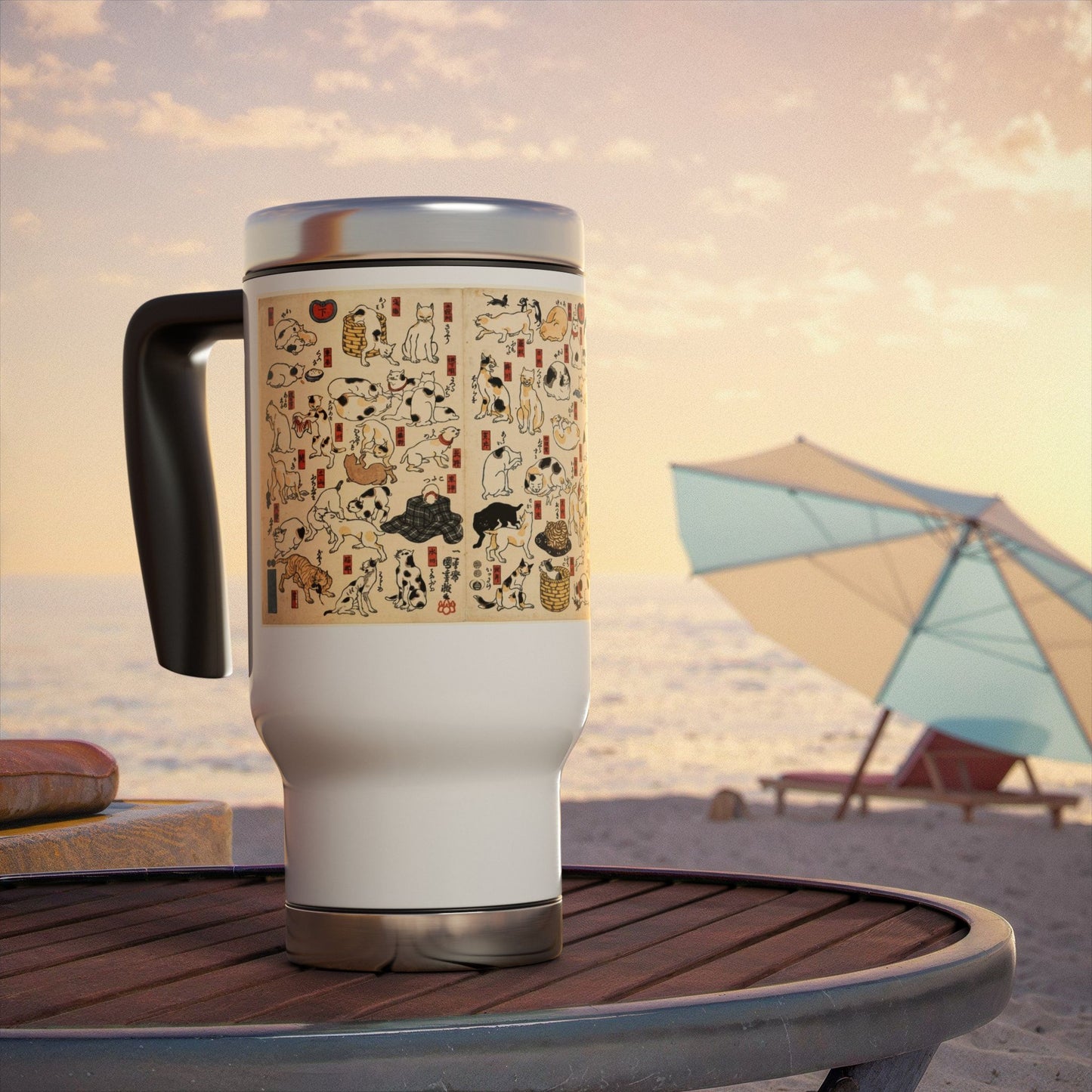 NekoPunch Original | 14oz Retro Japanese Cat Pattern Stainless Steel Travel Mug