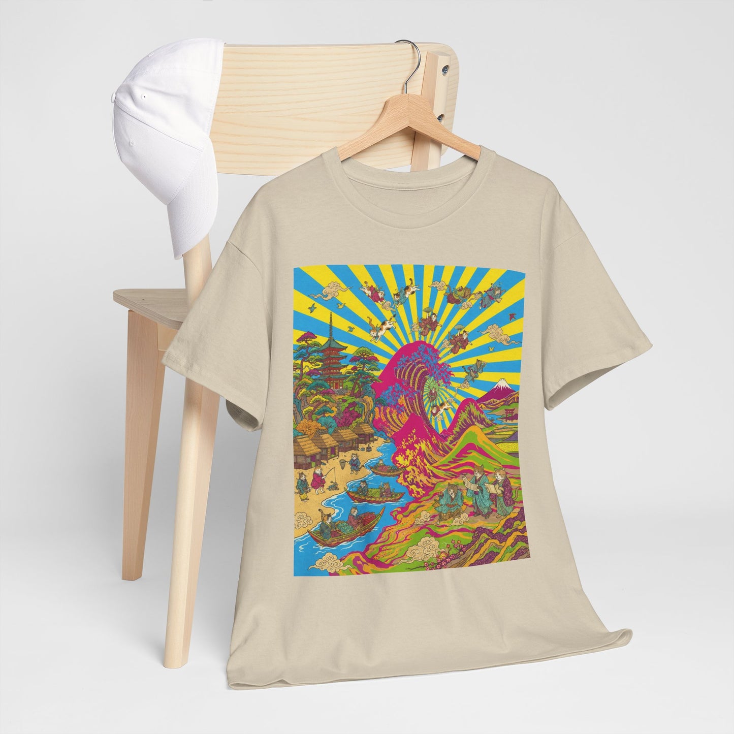 NekoPunch Original | Psychedelic Ocean Wave T-Shirt - Girl | Unisex Heavy Cotton Tee