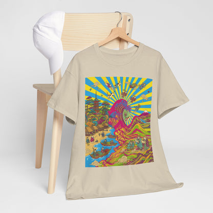 NekoPunch Original | Psychedelic Ocean Wave T-Shirt - Girl | Unisex Heavy Cotton Tee
