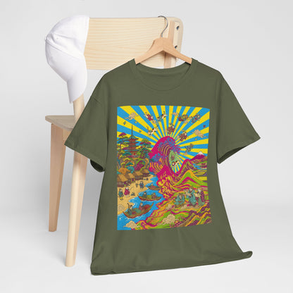 NekoPunch Original | Psychedelic Ocean Wave T-Shirt - Girl | Unisex Heavy Cotton Tee
