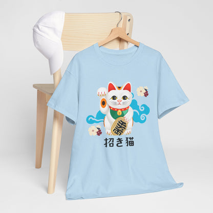 NekoPunch Original T-Shirt – “Lucky Cat” (招き猫) | Unisex Heavy Cotton Tee