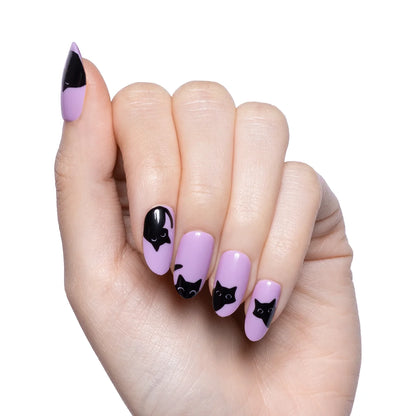 Super Stick Mani Medium Oval Press-On Tabs – Sneaky Cats (32-Pack)
