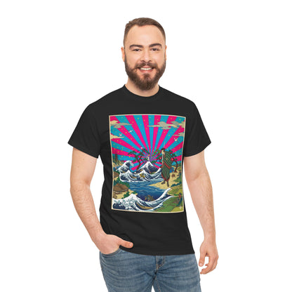 NekoPunch Original | Retro Japanese Wave & Beach T-Shirt - Samurai | Unisex Heavy Cotton Tee