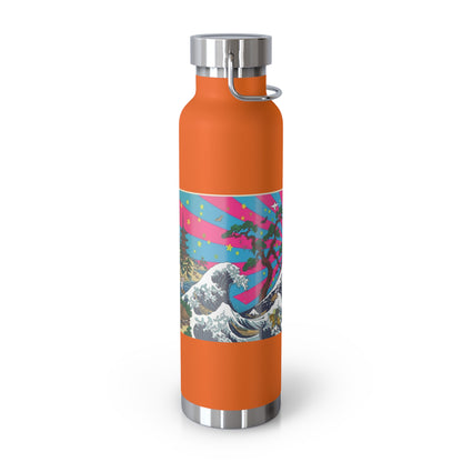 NekoPunch Original | 22oz Retro Japanese Wave & Beach Insulated Water Bottle - Samurai