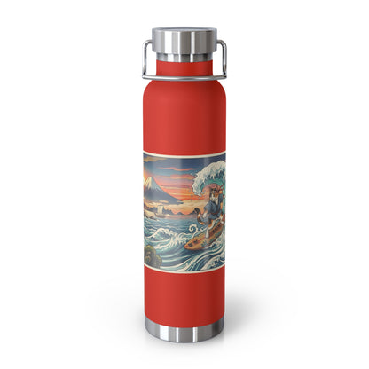 NekoPunch Original | 22oz Sunset & wave Mt. Fuji Surf Insulated Water Bottle