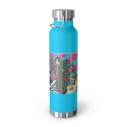 NekoPunch Original | 22oz Retro Japanese Wave & Beach Insulated Water Bottle - Samurai