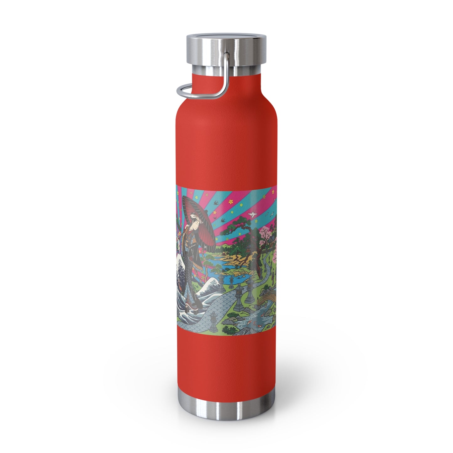 NekoPunch Original | 22oz Retro Japanese Wave & Beach Insulated Water Bottle - Girl