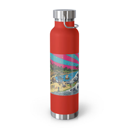 NekoPunch Original | 22oz Retro Japanese Wave & Beach Insulated Water Bottle - Girl