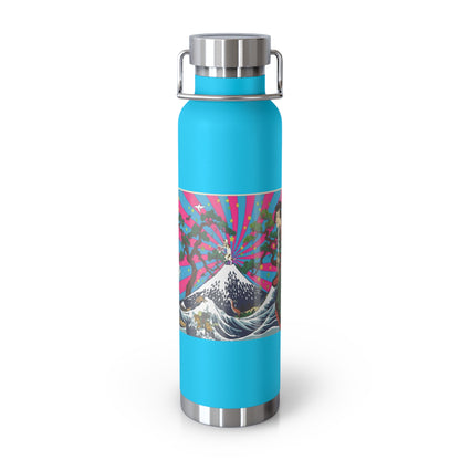 NekoPunch Original | 22oz Retro Japanese Wave & Beach Insulated Water Bottle - Samurai