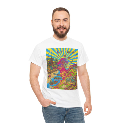 NekoPunch Original | Psychedelic Ocean Wave T-Shirt - Girl | Unisex Heavy Cotton Tee