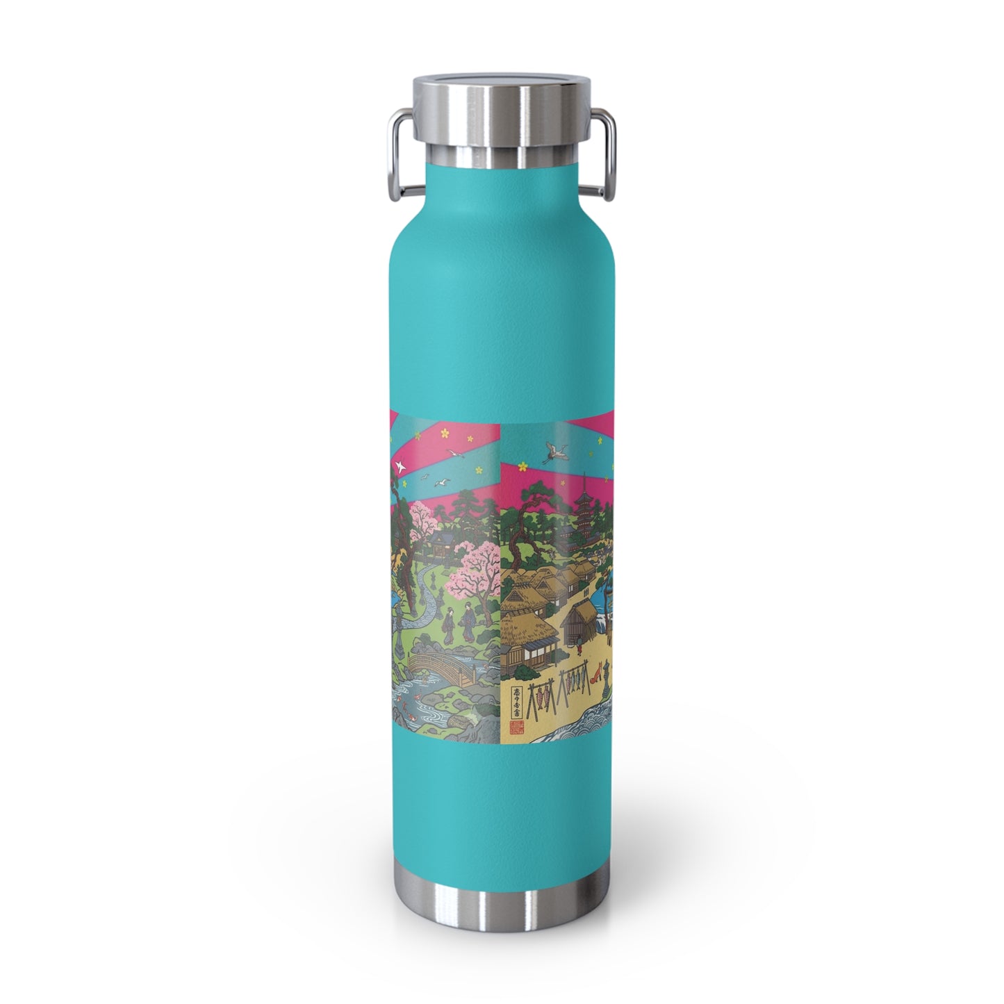 NekoPunch Original | 22oz Retro Japanese Wave & Beach Insulated Water Bottle - Girl
