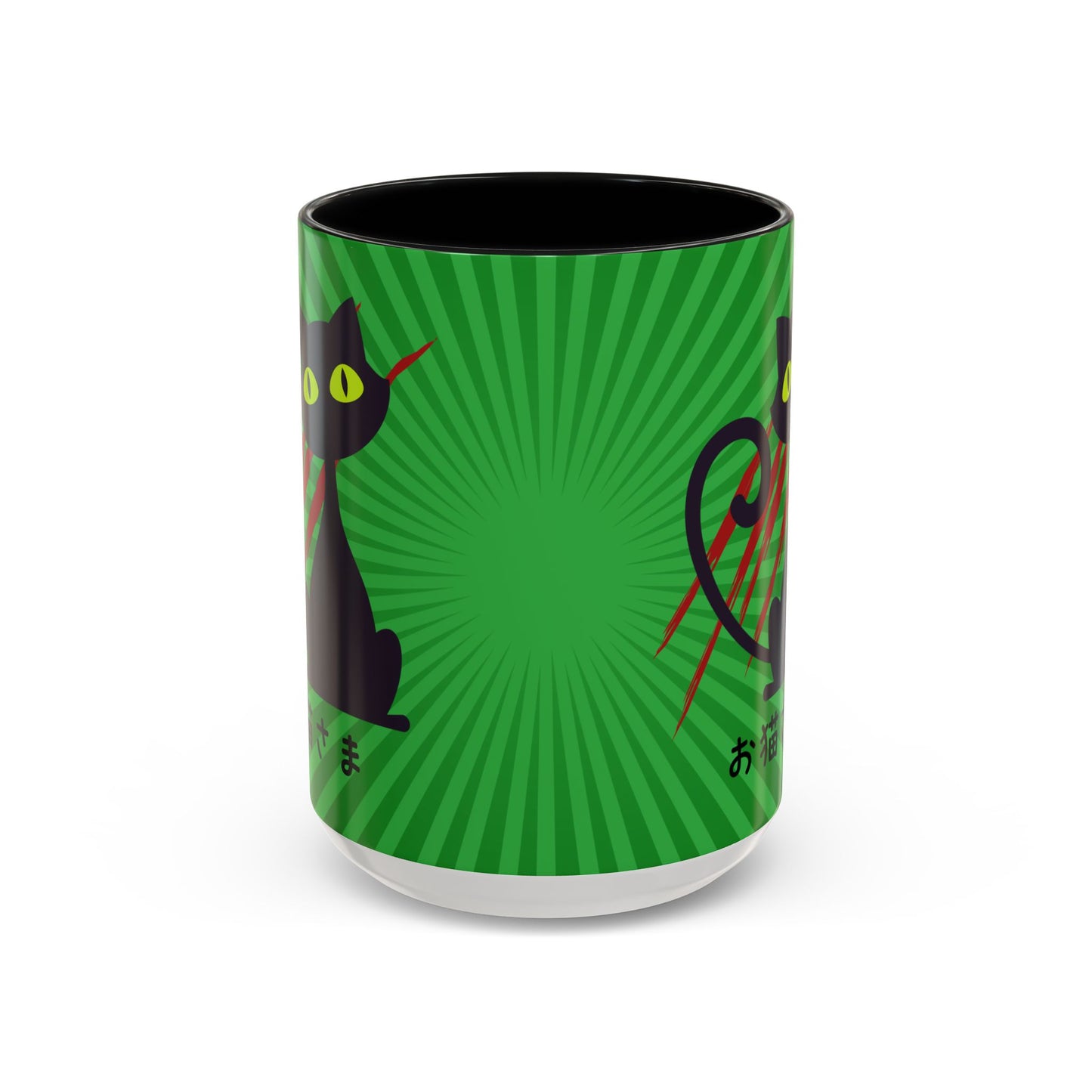 Scratchy Cat - Accent Coffee Mug (15oz) - Oneko-sama - Japanese Calligraphy