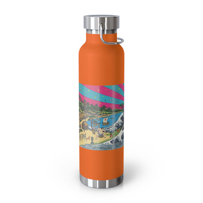 NekoPunch Original | 22oz Retro Japanese Wave & Beach Insulated Water Bottle - Girl