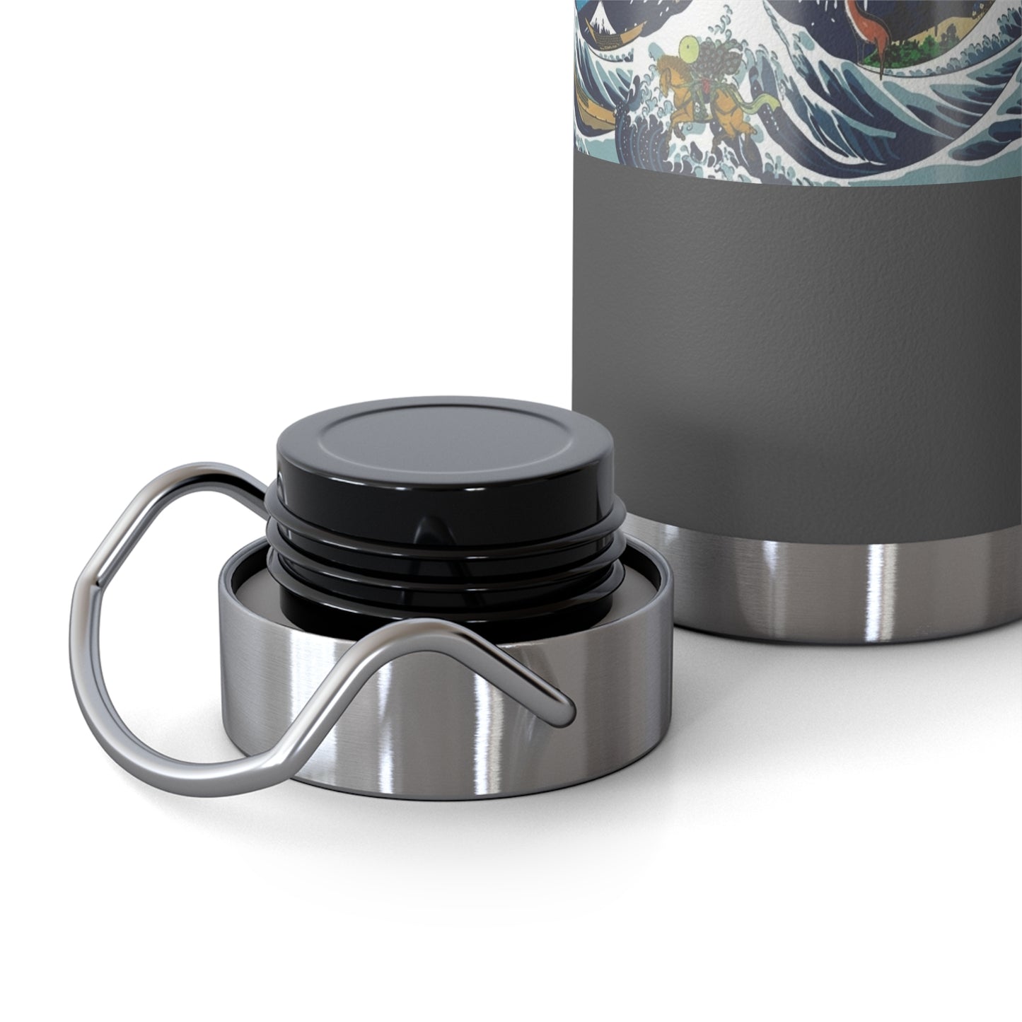 NekoPunch Original | 22oz Retro Japanese Wave & Beach Insulated Water Bottle - Samurai