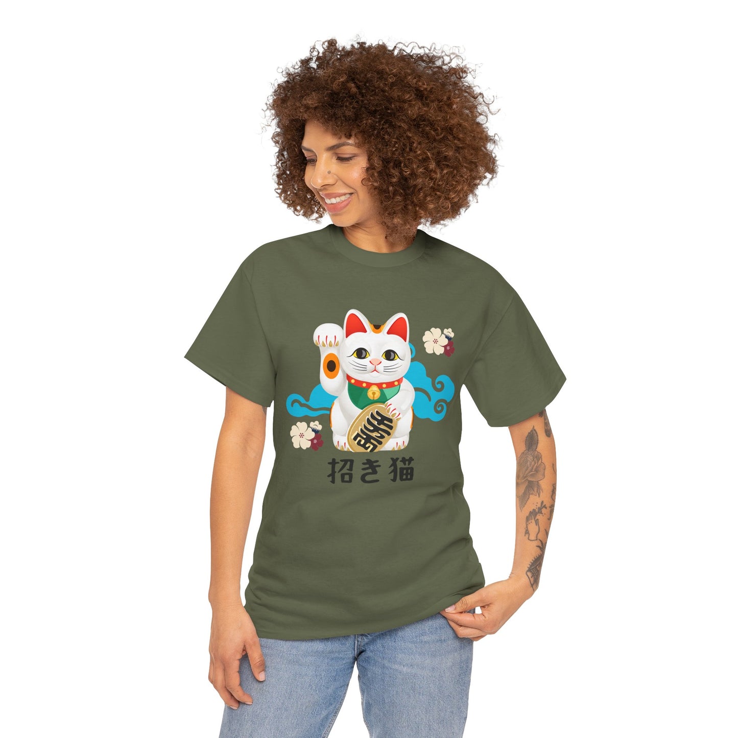 NekoPunch Original T-Shirt – “Lucky Cat” (招き猫) | Unisex Heavy Cotton Tee