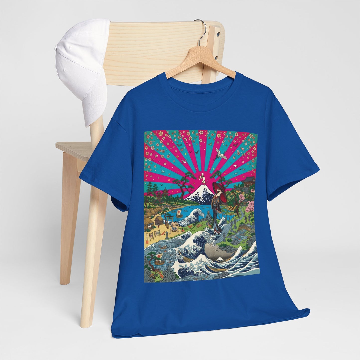 NekoPunch Original | Retro Japanese Wave & Beach T-Shirt - Girl | Unisex Heavy Cotton Tee