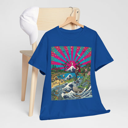 NekoPunch Original | Retro Japanese Wave & Beach T-Shirt - Girl | Unisex Heavy Cotton Tee