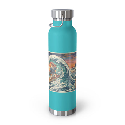 NekoPunch Original | 22oz Sunset & wave Mt. Fuji Surf Insulated Water Bottle