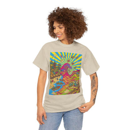 NekoPunch Original | Psychedelic Ocean Wave T-Shirt - Girl | Unisex Heavy Cotton Tee