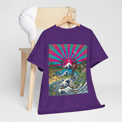 NekoPunch Original | Retro Japanese Wave & Beach T-Shirt - Girl | Unisex Heavy Cotton Tee