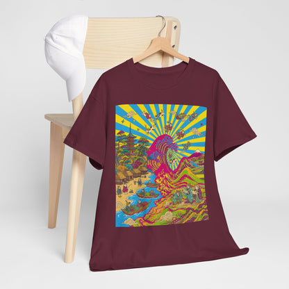 NekoPunch Original | Psychedelic Ocean Wave T-Shirt - Girl | Unisex Heavy Cotton Tee