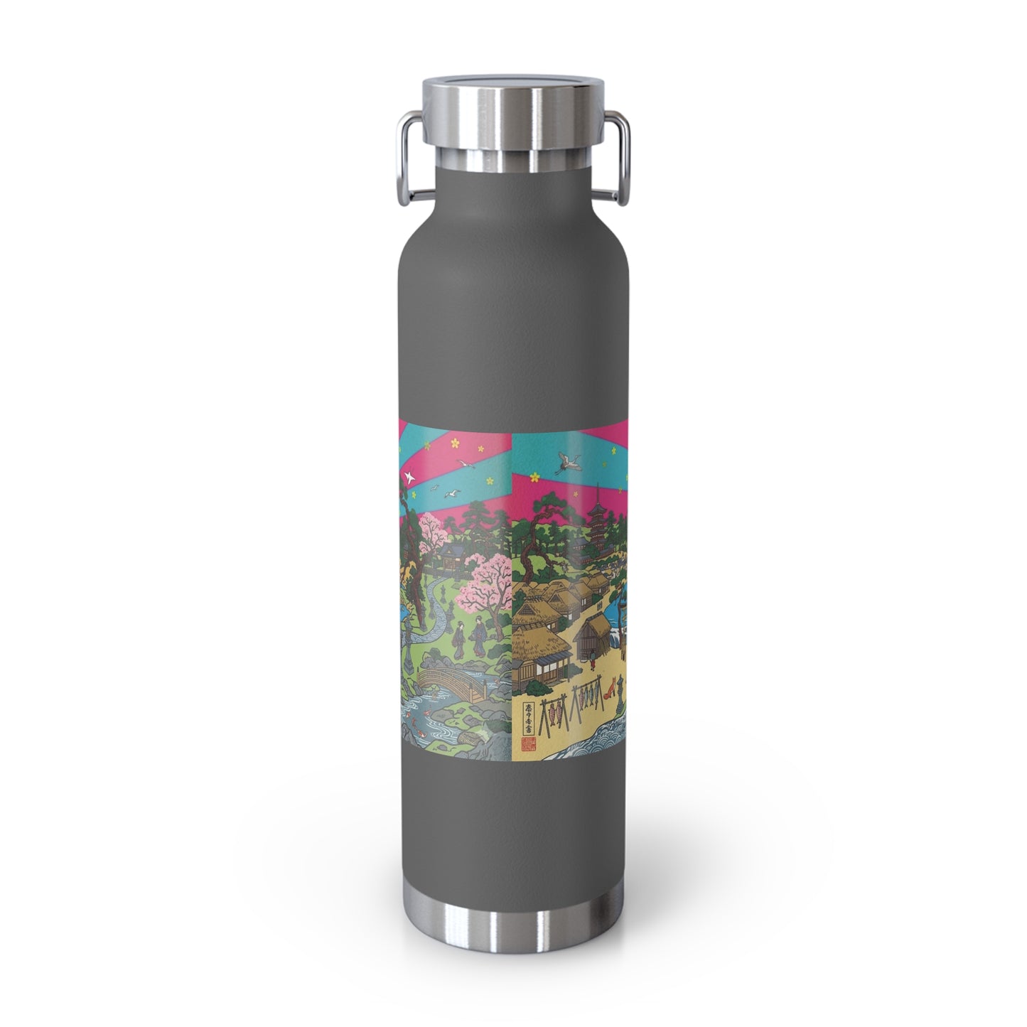 NekoPunch Original | 22oz Retro Japanese Wave & Beach Insulated Water Bottle - Girl