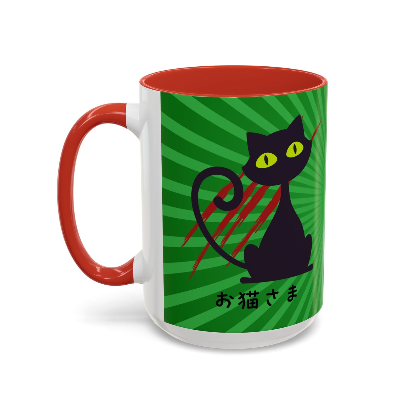 Scratchy Cat - Accent Coffee Mug (15oz) - Oneko-sama - Japanese Calligraphy