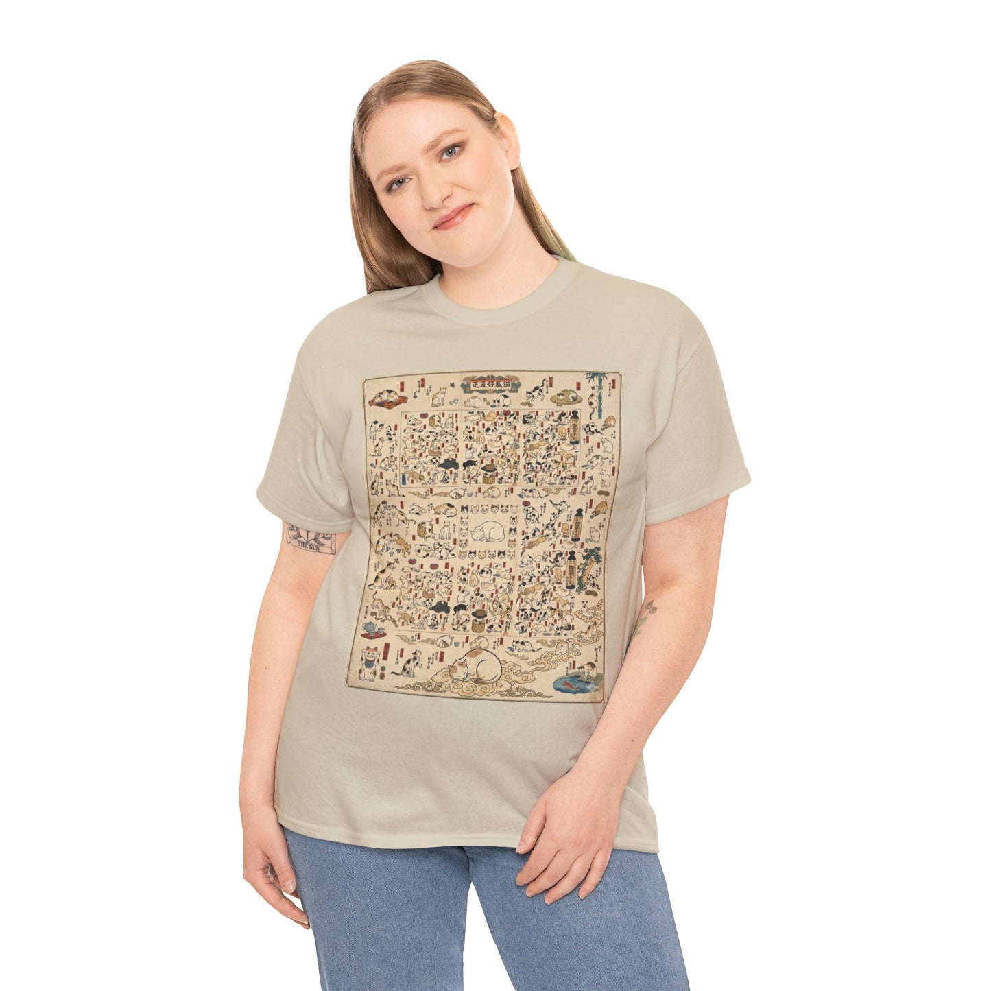 NekoPunch Original | Retro Japanese Cat Pattern T-Shirt | Unisex Heavy Cotton Tee