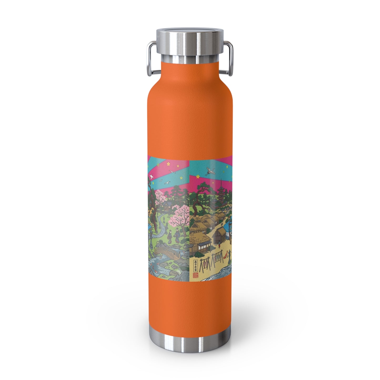NekoPunch Original | 22oz Retro Japanese Wave & Beach Insulated Water Bottle - Girl