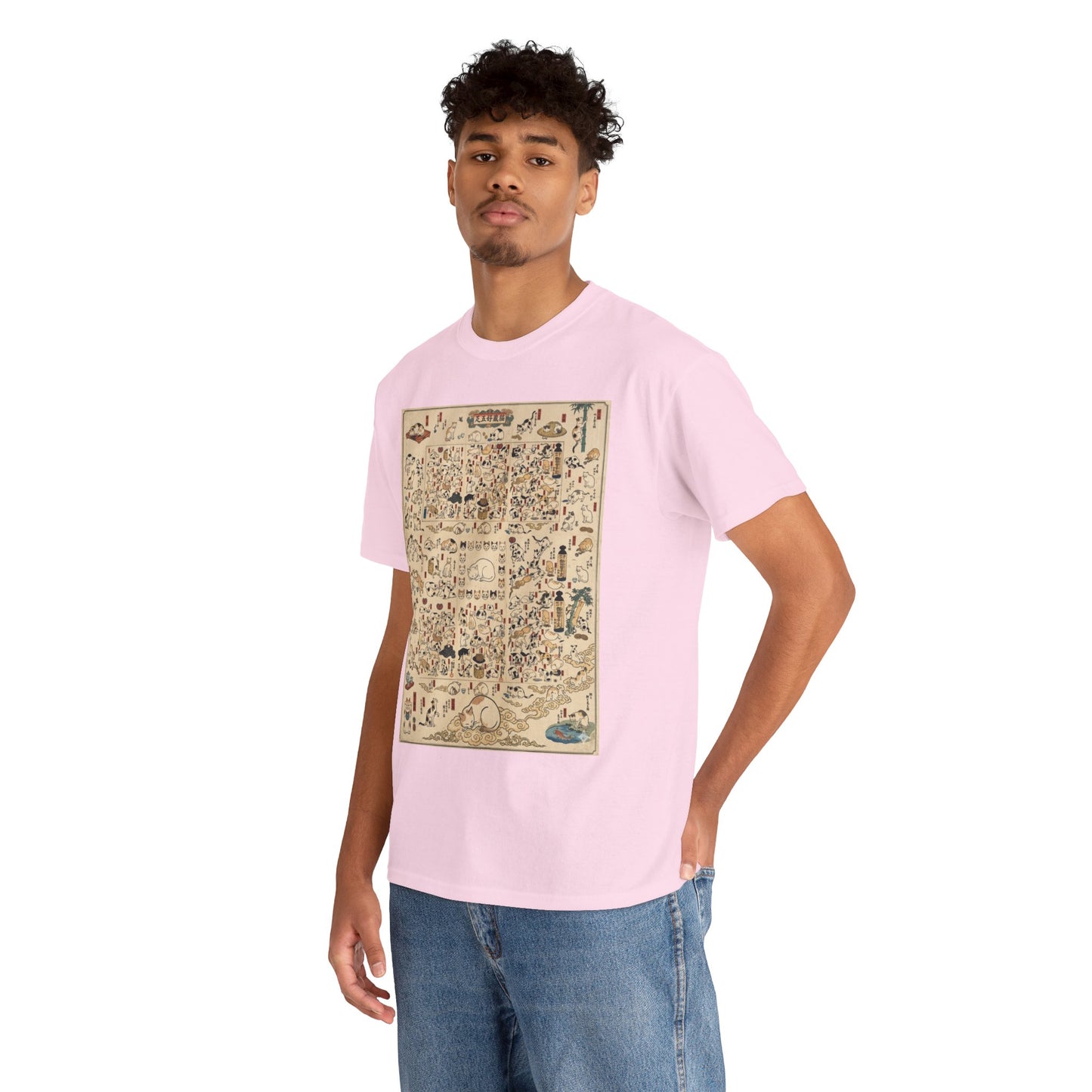 NekoPunch Original | Retro Japanese Cat Pattern T-Shirt | Unisex Heavy Cotton Tee