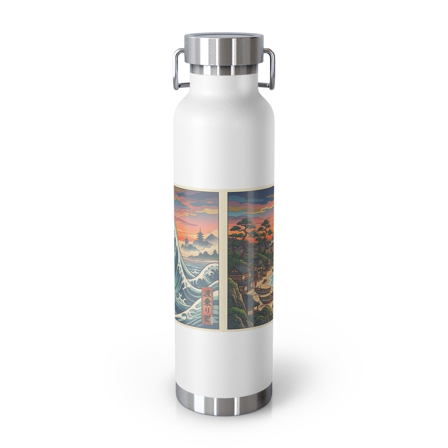 NekoPunch Original | 22oz Sunset & wave Mt. Fuji Surf Insulated Water Bottle