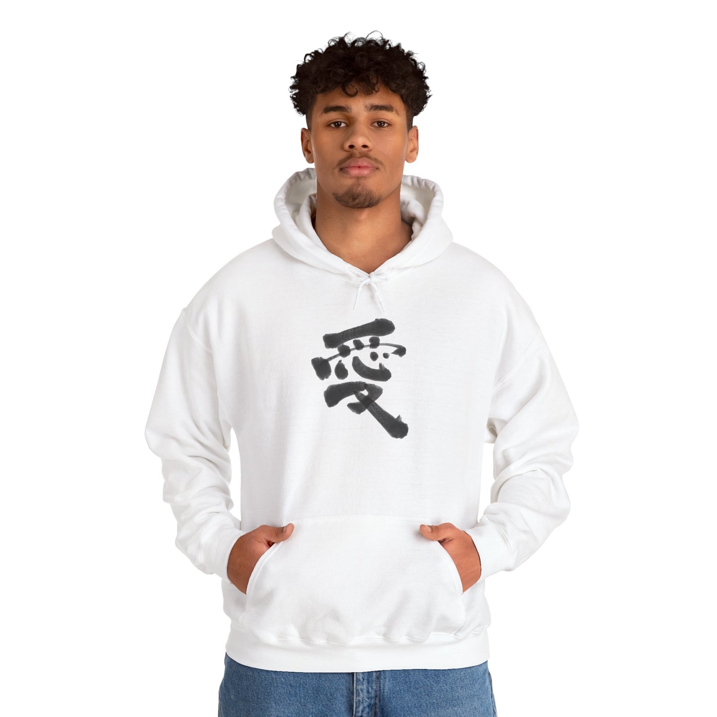 NekoPunch Original Hoodie – “Love” (愛) Japanese Calligraphy | Unisex Heavy Blend™