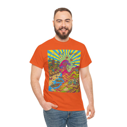 NekoPunch Original | Psychedelic Ocean Wave T-Shirt - Girl | Unisex Heavy Cotton Tee