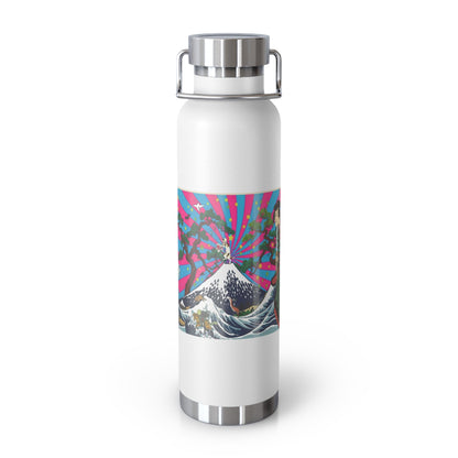 NekoPunch Original | 22oz Retro Japanese Wave & Beach Insulated Water Bottle - Samurai