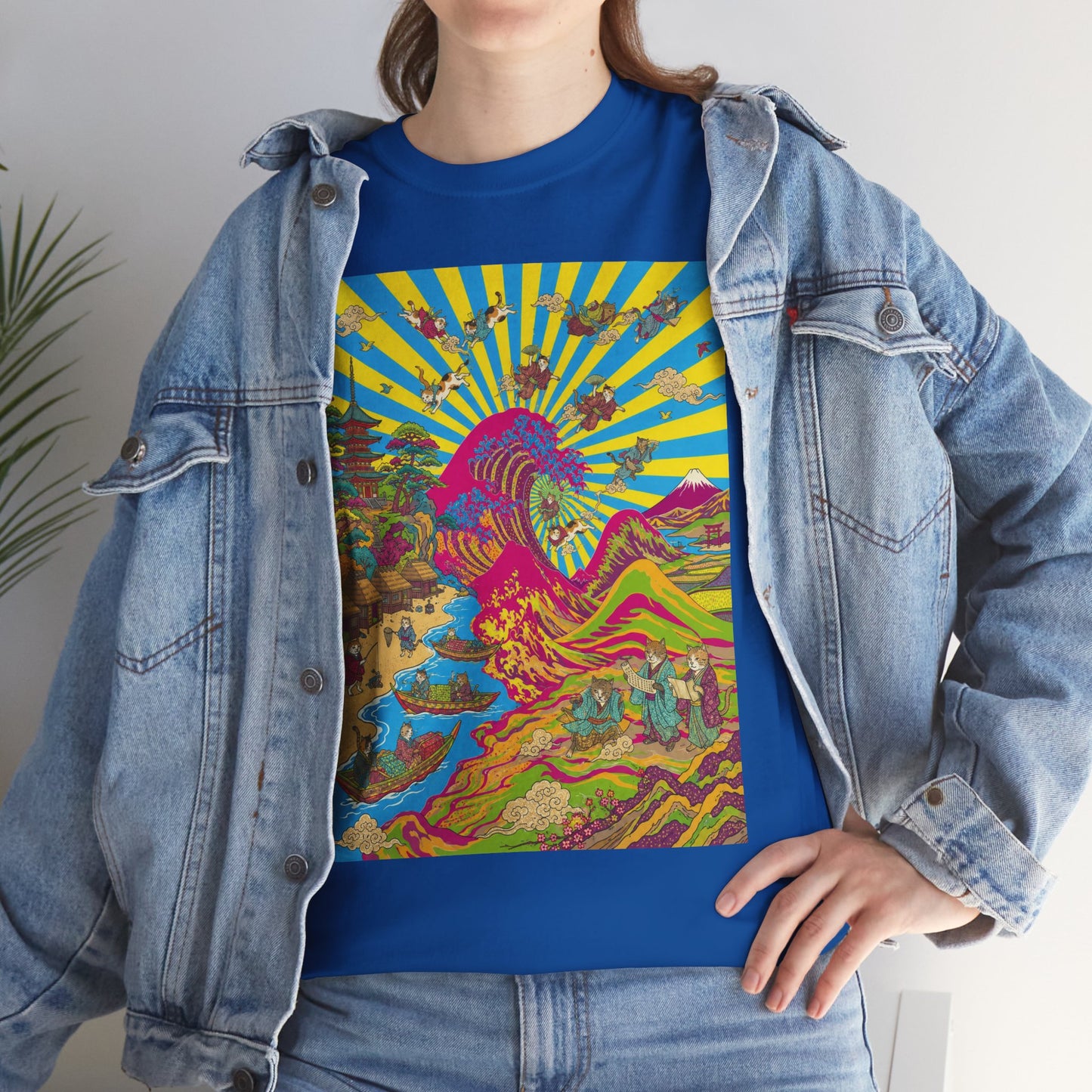 NekoPunch Original | Psychedelic Ocean Wave T-Shirt - Girl | Unisex Heavy Cotton Tee