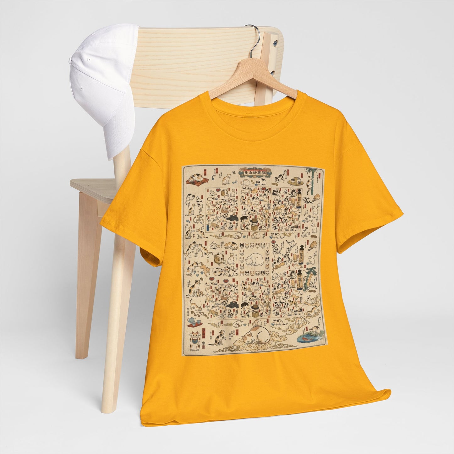 NekoPunch Original | Retro Japanese Cat Pattern T-Shirt | Unisex Heavy Cotton Tee