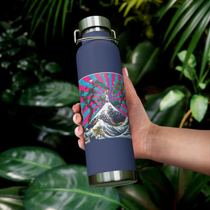 NekoPunch Original | 22oz Retro Japanese Wave & Beach Insulated Water Bottle - Samurai