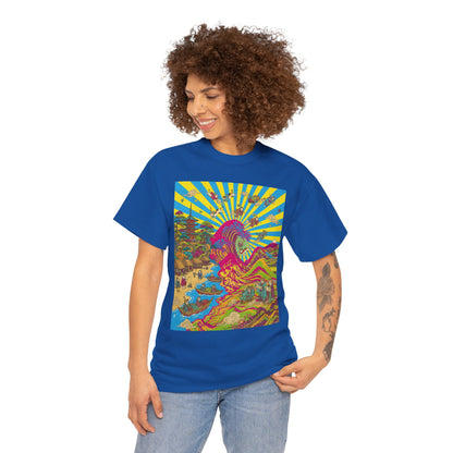 NekoPunch Original | Psychedelic Ocean Wave T-Shirt - Girl | Unisex Heavy Cotton Tee