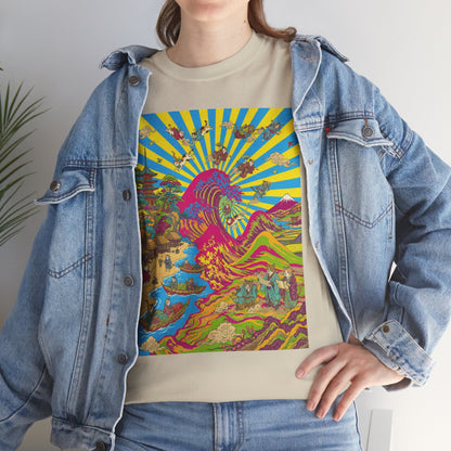 NekoPunch Original | Psychedelic Ocean Wave T-Shirt - Girl | Unisex Heavy Cotton Tee