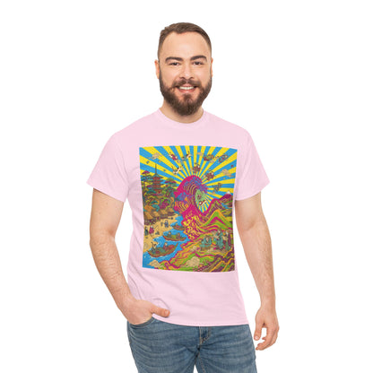 NekoPunch Original | Psychedelic Ocean Wave T-Shirt - Girl | Unisex Heavy Cotton Tee