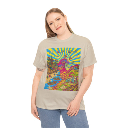 NekoPunch Original | Psychedelic Ocean Wave T-Shirt - Girl | Unisex Heavy Cotton Tee
