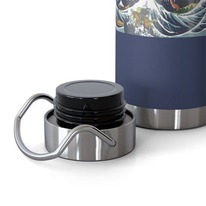 NekoPunch Original | 22oz Retro Japanese Wave & Beach Insulated Water Bottle - Samurai