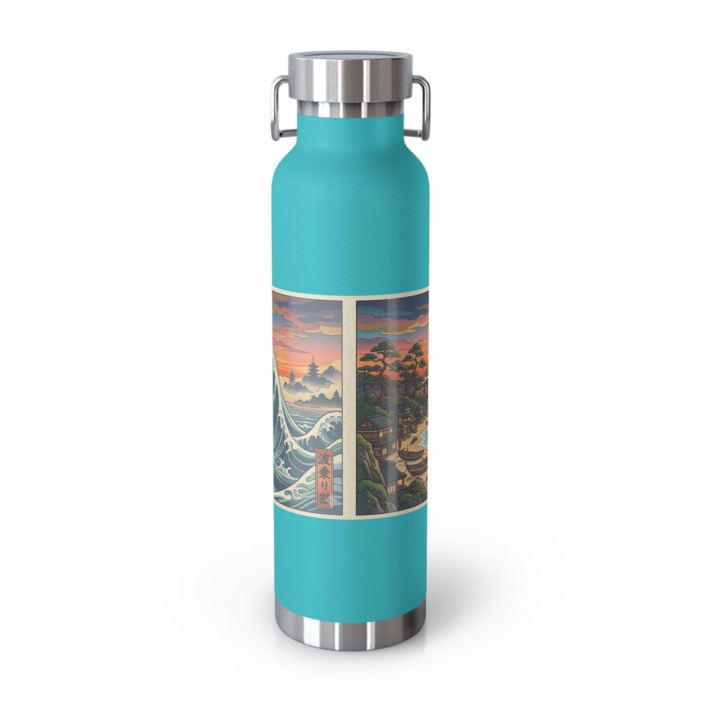 NekoPunch Original | 22oz Sunset & wave Mt. Fuji Surf Insulated Water Bottle