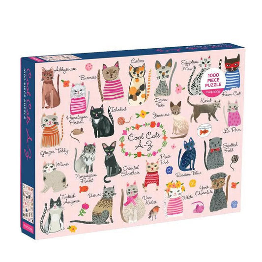 Cool Cats A-Z 1000-Piece Jigsaw Puzzle – Whimsical Cat Art by Carolyn Gavin