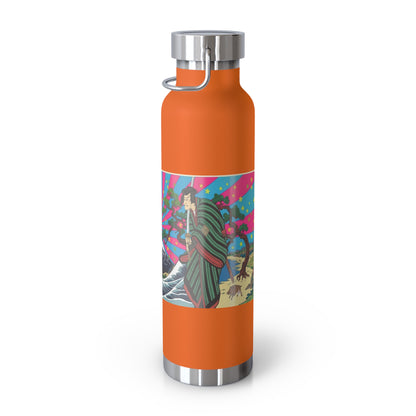 NekoPunch Original | 22oz Retro Japanese Wave & Beach Insulated Water Bottle - Samurai