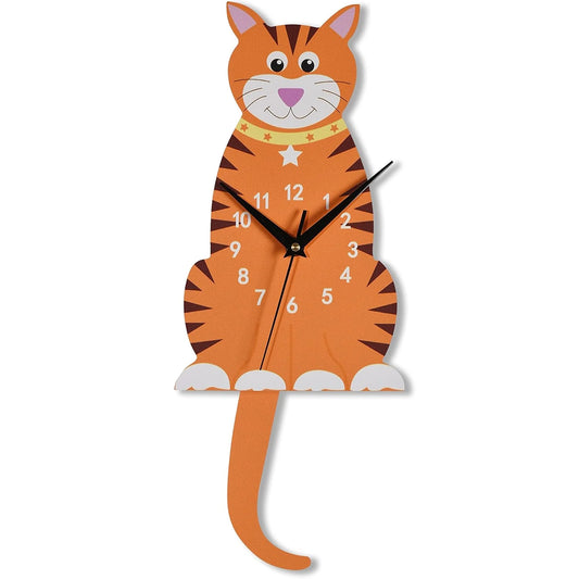Orange Tabby Cat Pendulum Clock